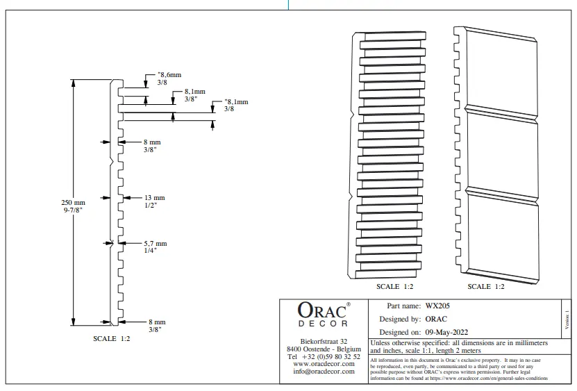 WX205F Декоративная панель гибкая Orac Decor Track Дюрополимер Orac Decor