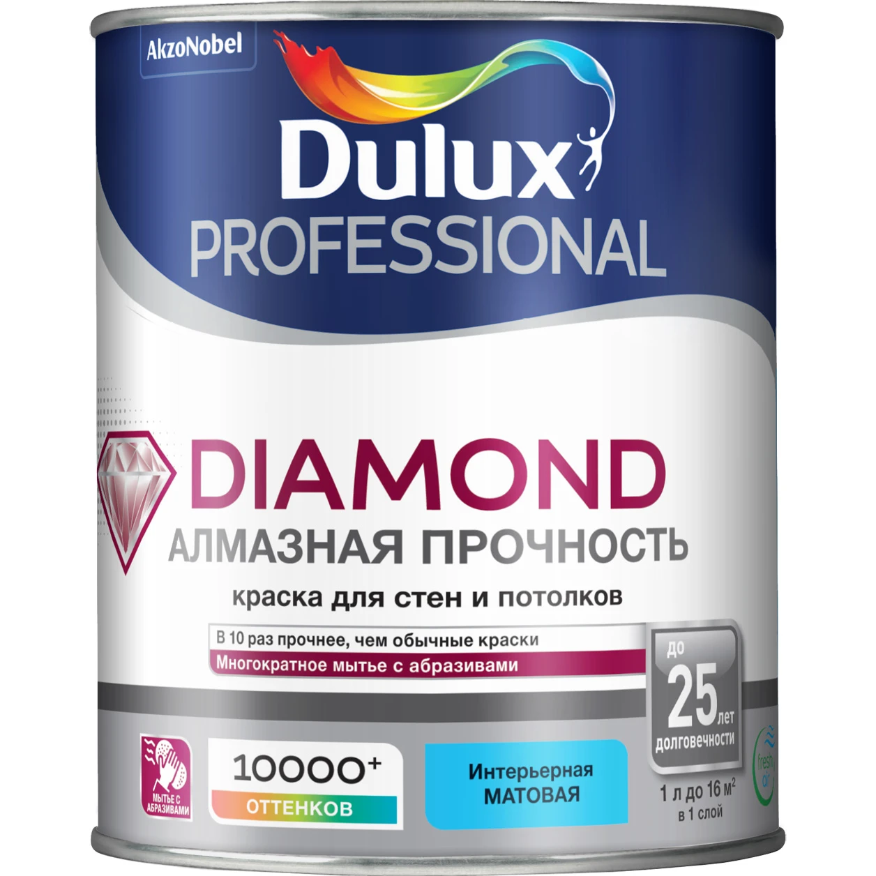 Краска Dulux Professional Diamond для стен и потолков BC/BW Матовая 0,9-9 л