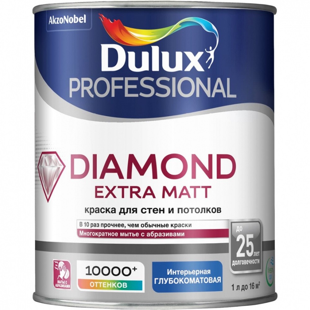 Краска Dulux Professional Diamond Extra Matt для стен и потолков Глубокоматовая 0,9-9 л