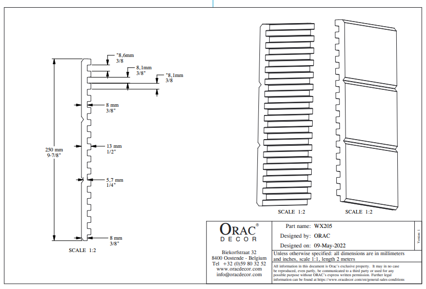 WX205 Декоративная панель TRACK Orac Decor Дюрополимер Orac Decor